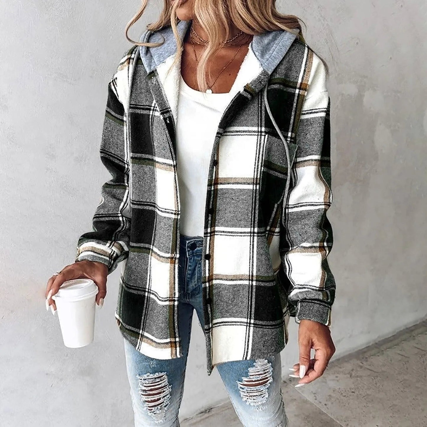 Isla Plaid Button Jacket