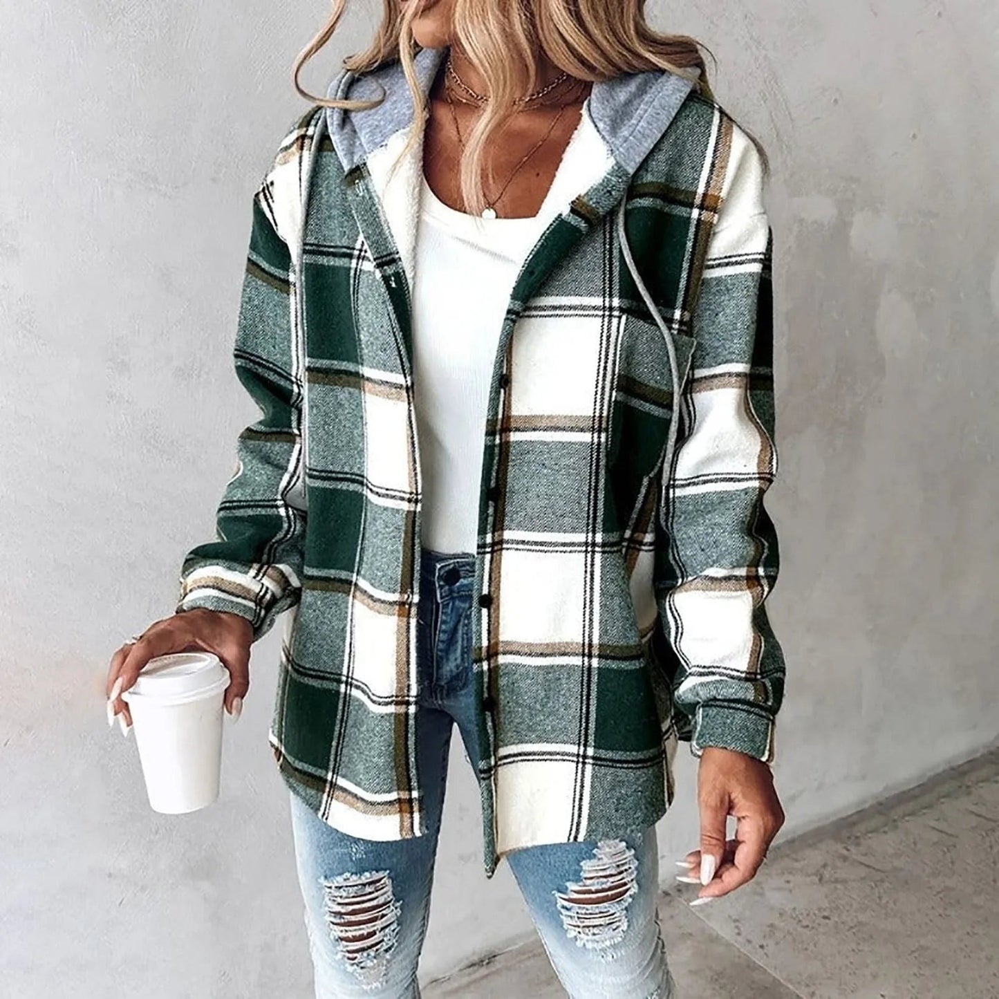 Isla Plaid Button Jacket